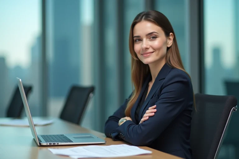 Femme d affaires en costume dans un bureau moderne